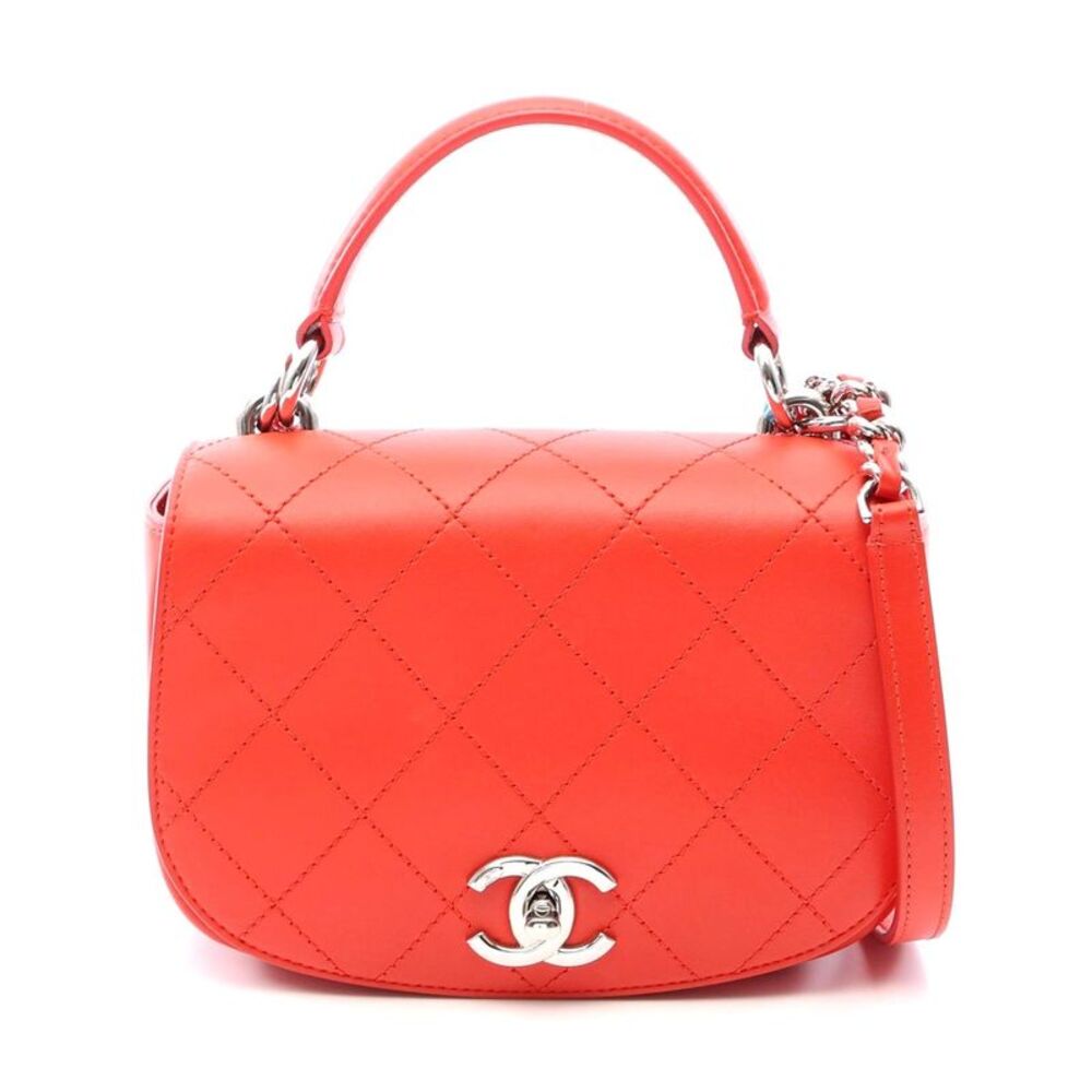 Chanel Matelasse 2WAY Leather Handbag Red